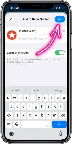 Тасдиқи иловаи Mostbet ба экрани iPhone