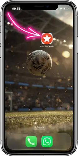 Иконкаи Mostbet дар экрани асосии iPhone